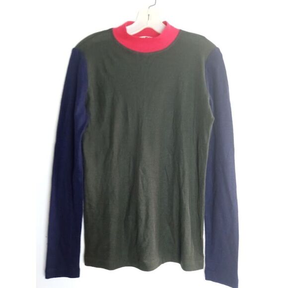 Hache  Italian Design Virgin Wool Blue, Brown Mock Neck Sweater size EU 40/Large - Picture 10 of 10